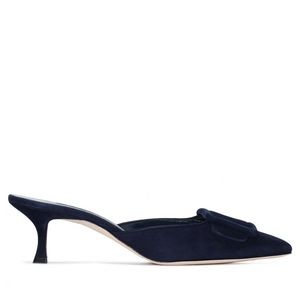 MANOLO BLAHNIK MAYSALE NAVY SUEDE- 50 PT SDE MLE PMP W BKL